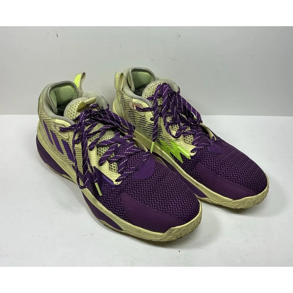 ADIDAS Dame 8 Mens 4th Quarter KO Basketball Shoe Sz 10.5 Yellow Purple Sneakers